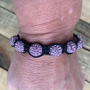 Shambala Bracelet Made with Real Swarovski Crystals Adjustable Length Purple